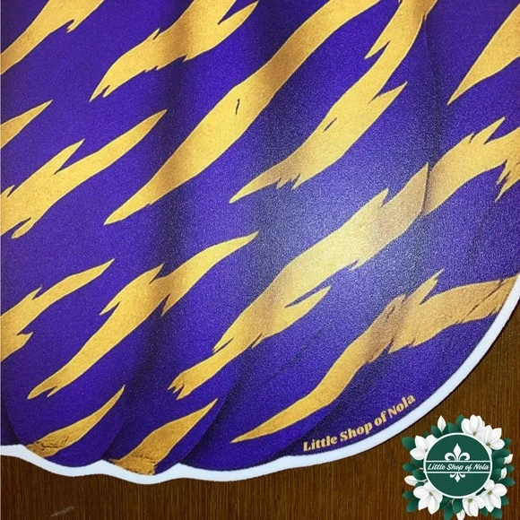 Purple Gold Tiger Stripes Pumpkin Louisiana Wall Art Decor Fall Door Hanger Sign - Picture 13 of 17